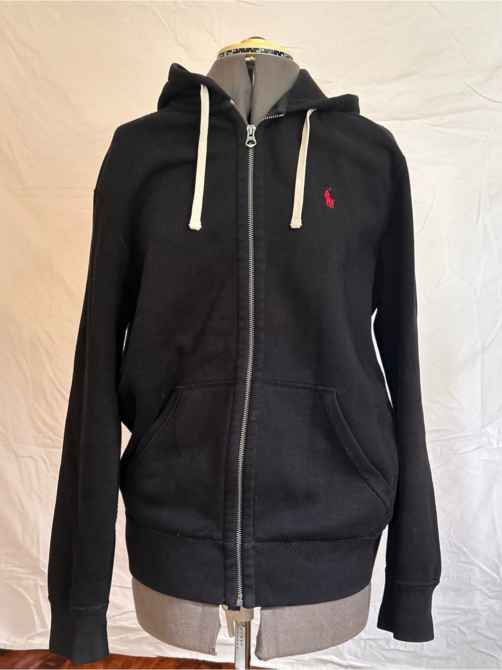 Polo Ralph Lauren Woman’s Black Zip-Up Hoodie with Red Pony Logo